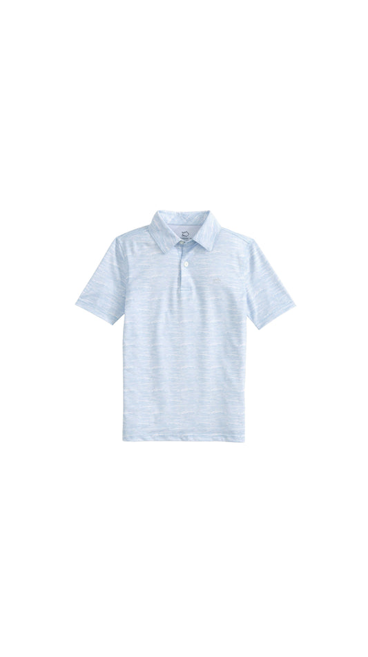 Boys Get In Shipshape Printed Performance Polo Classic White