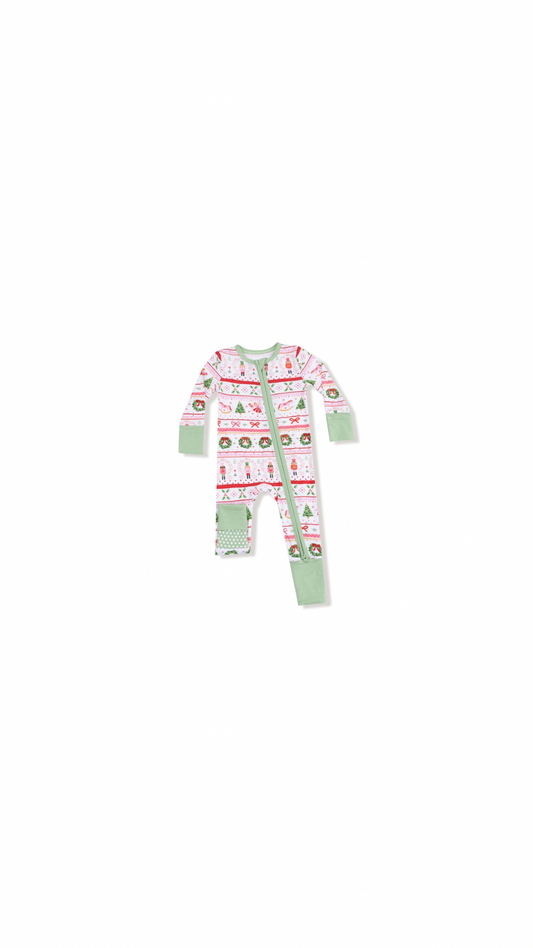 Sugar Plum Fairy - Nutcracker Fair Isle - Pink - 2 Way Zipper Romper