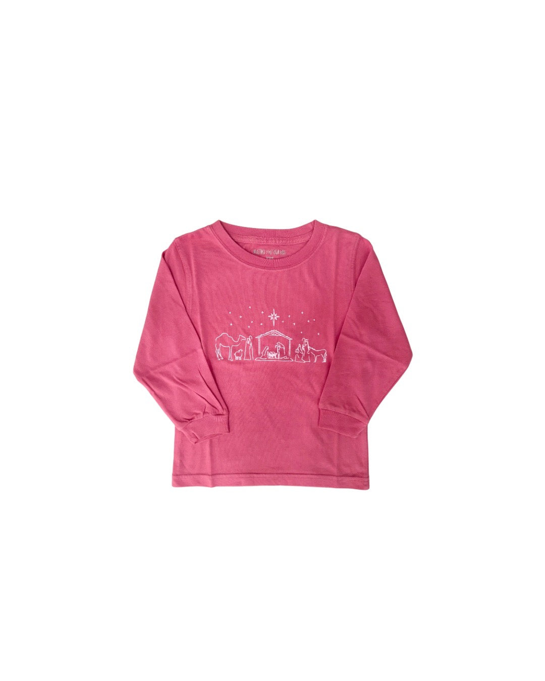 Long Sleeve Pink Nativity with Light Pink Ink T-Shirt