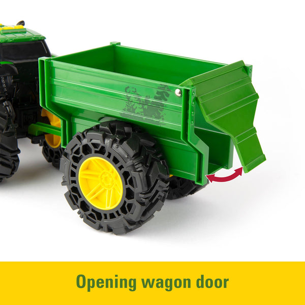 TOMY John Deere Monster Treads Tractor Toy with Wagon