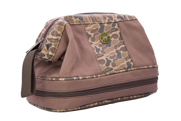 Shot Shell Brown Waxed Canvas Old School Camo Men's Toiletry Dopp Bag