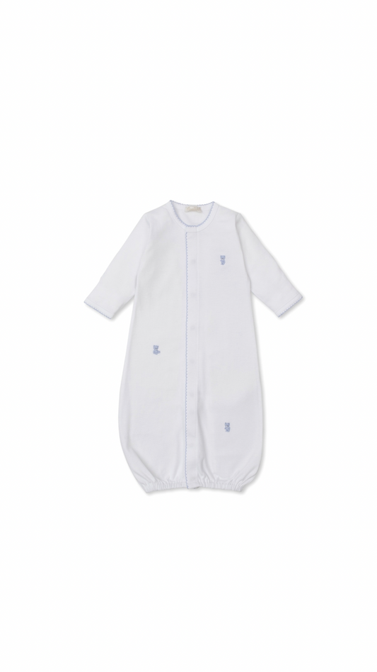 White/Light Blue SCE Teddy Bear Time Conv. Gown w/ Hand Emb