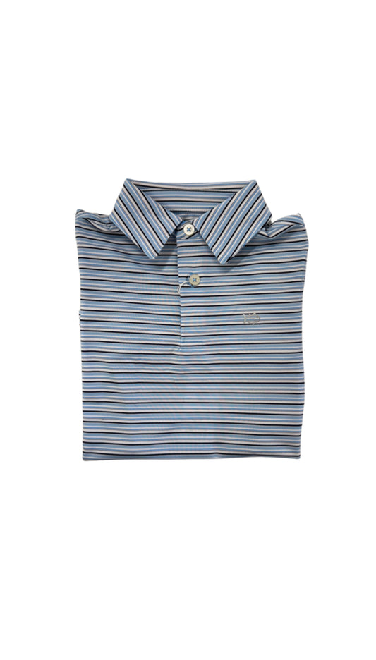 Youth Short Sleeve Drive Oyster Creek Stripe Polo Cerculean