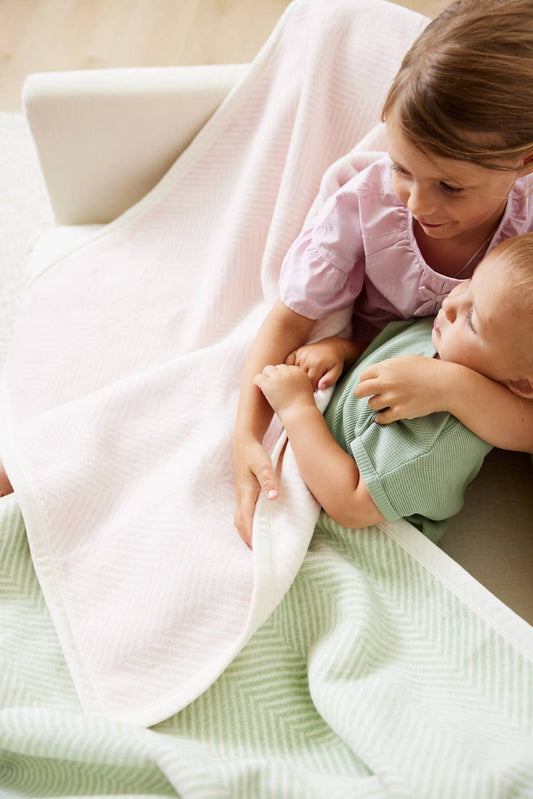 Harborview Herringbone Ballet Pink Mini Blanket
