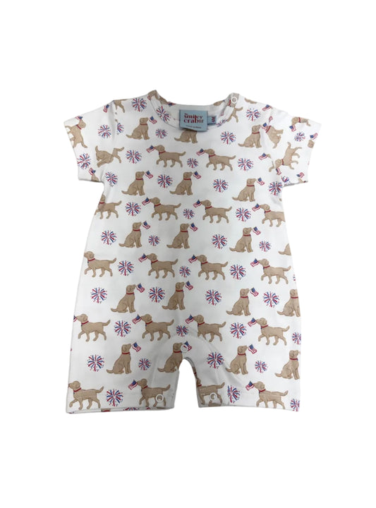 Dog Romper with Fireworks and Flags