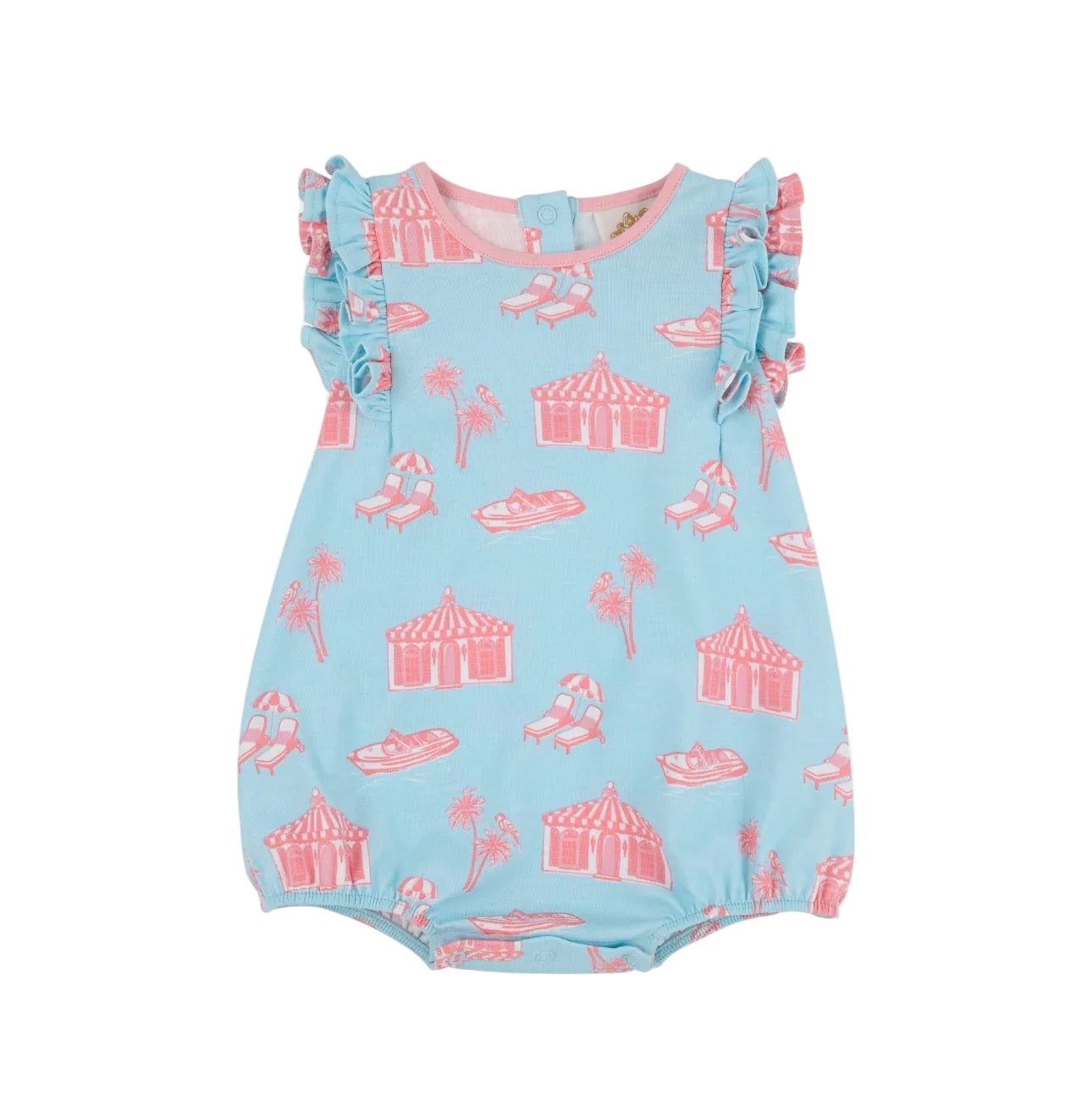 Ruehling Ruffle Bubble Pima Parrot Cay Canopy/Sandpearl Pink