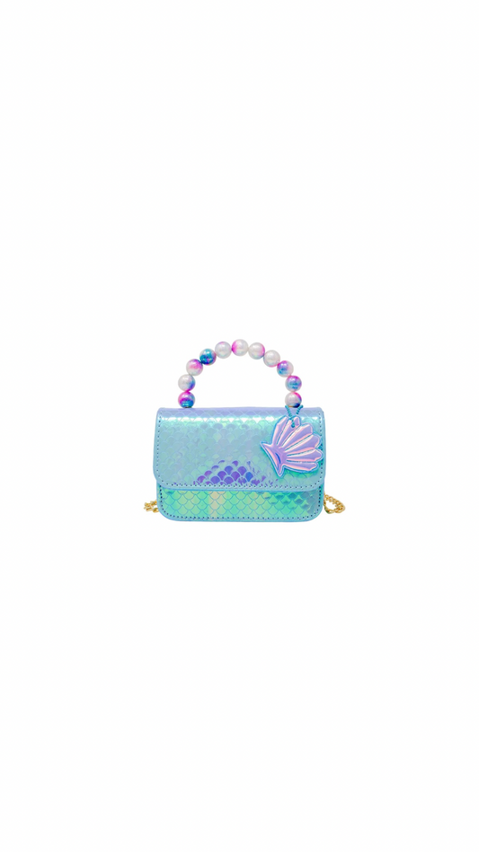 Mermaid Pearl Handle Seashell Bag - Blue