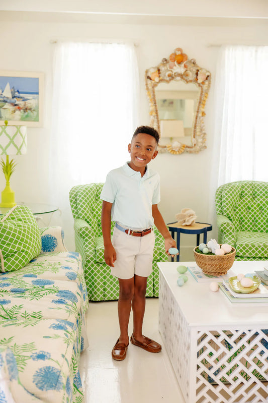 Prim And Proper Polo Short Sleeve Pima Sea Island Seafoam/Beale Street Blue Multi