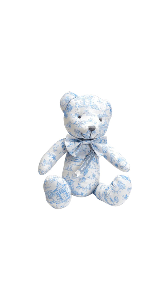 Animal Toile Stuffed Bear Blue