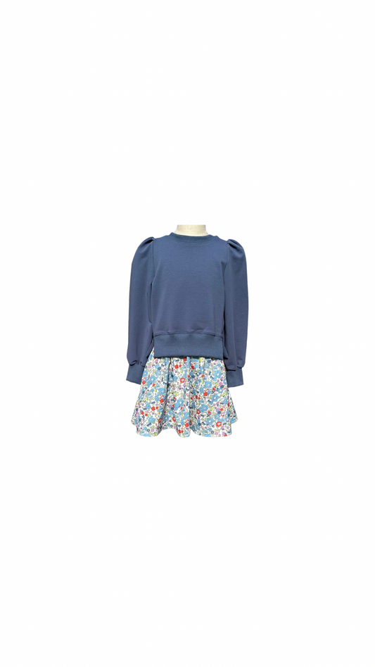 Clara Combo Dress Slate