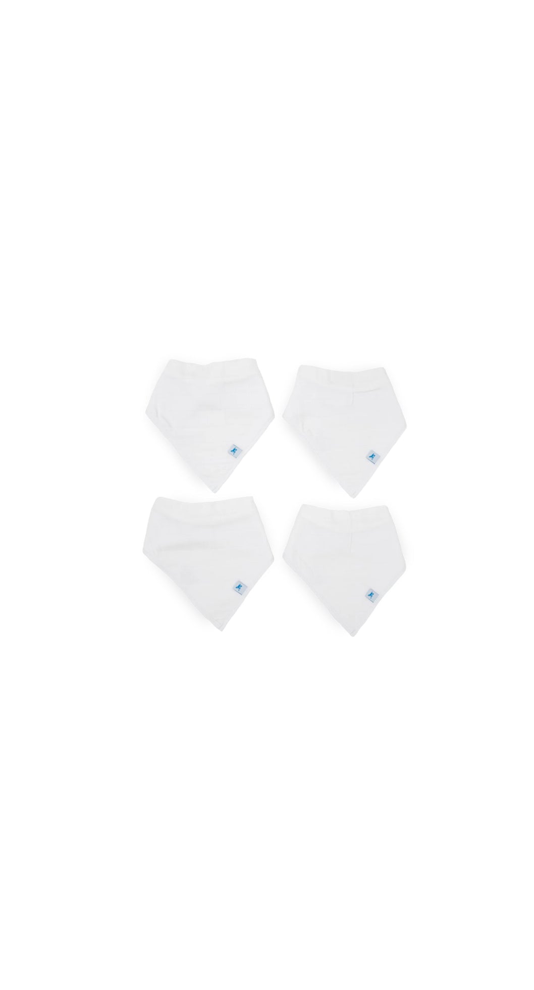 Cotton Muslin + Fleece Bandana Bib 4 Pack - White