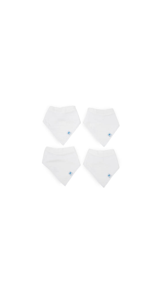 Cotton Muslin + Fleece Bandana Bib 4 Pack - White