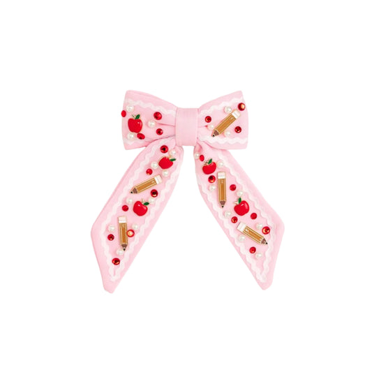 Apple Gemstone Bow Clip