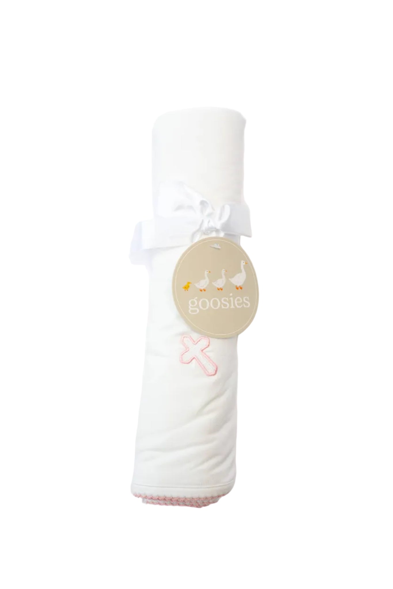 Pink Cross (Easter/Baptism/Christian) Embroidered Blanket