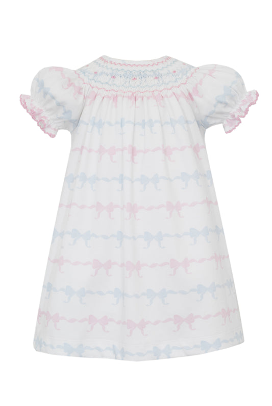 Pink and Blue Bows- Bows knit print bishop