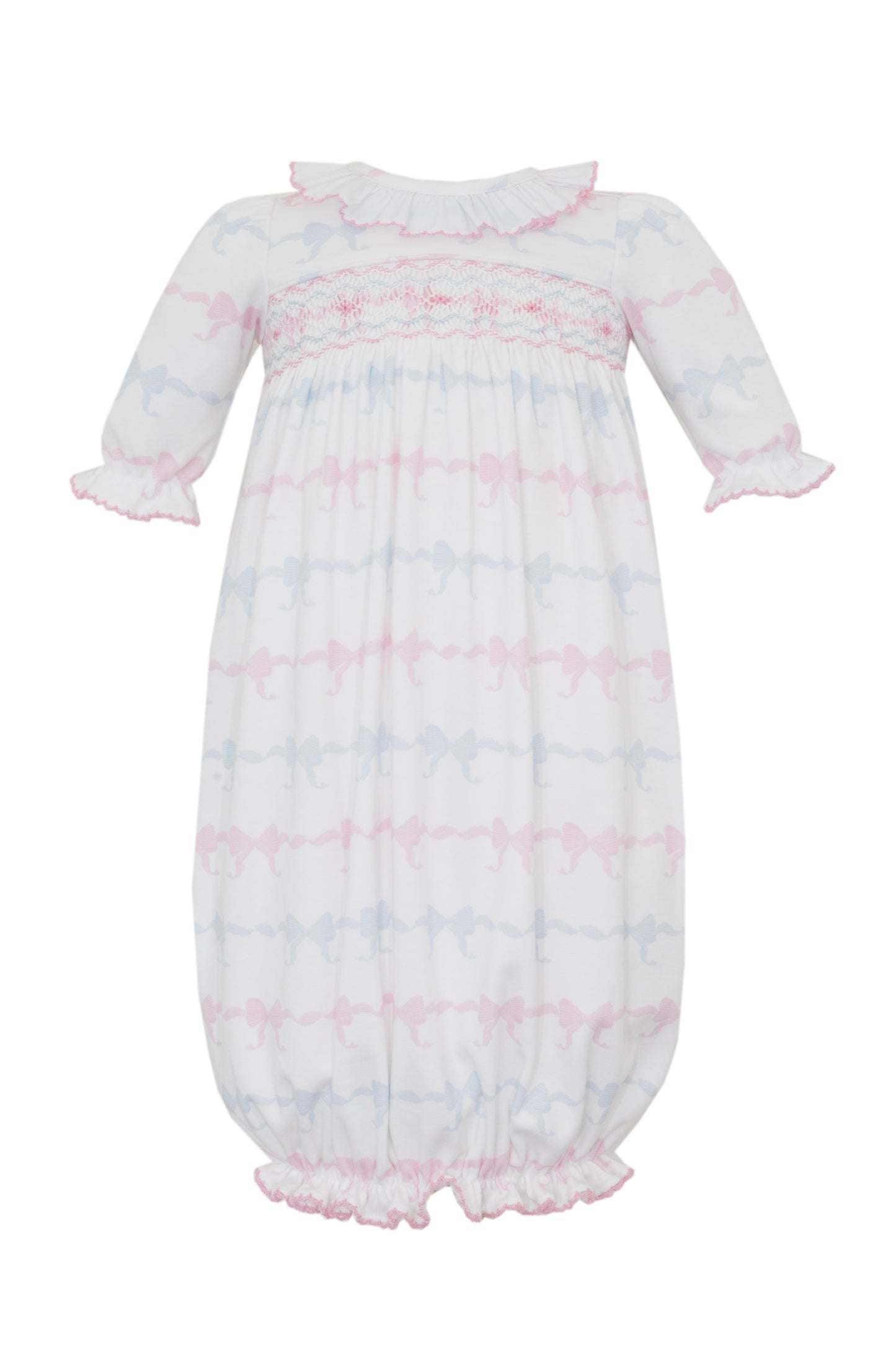 Pink and Blue Bows- Bows knit print girl's sac