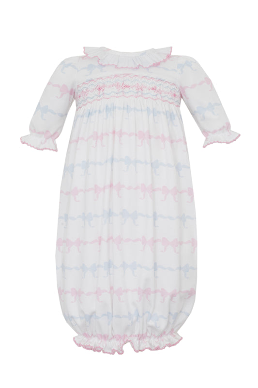 Pink and Blue Bows- Bows knit print girl's sac