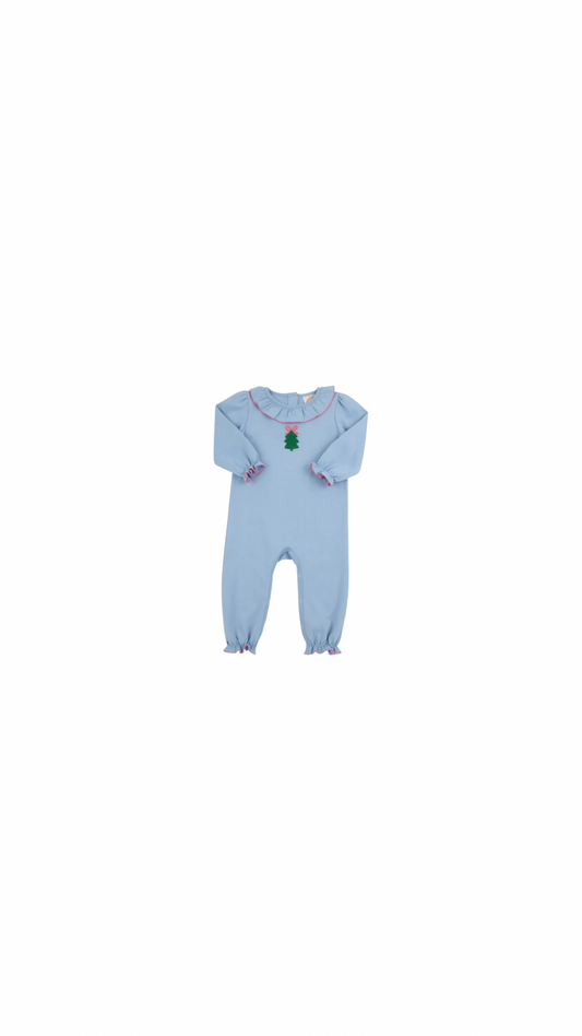 Long Sleeve Ramona Ruffle Romper Barrington Blue/Romany Rose/Christmas Tree