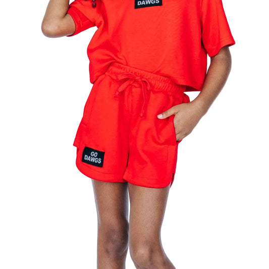 The Kristen Airy Shorts Go Dawgs Woven Label | Youth Bright Red