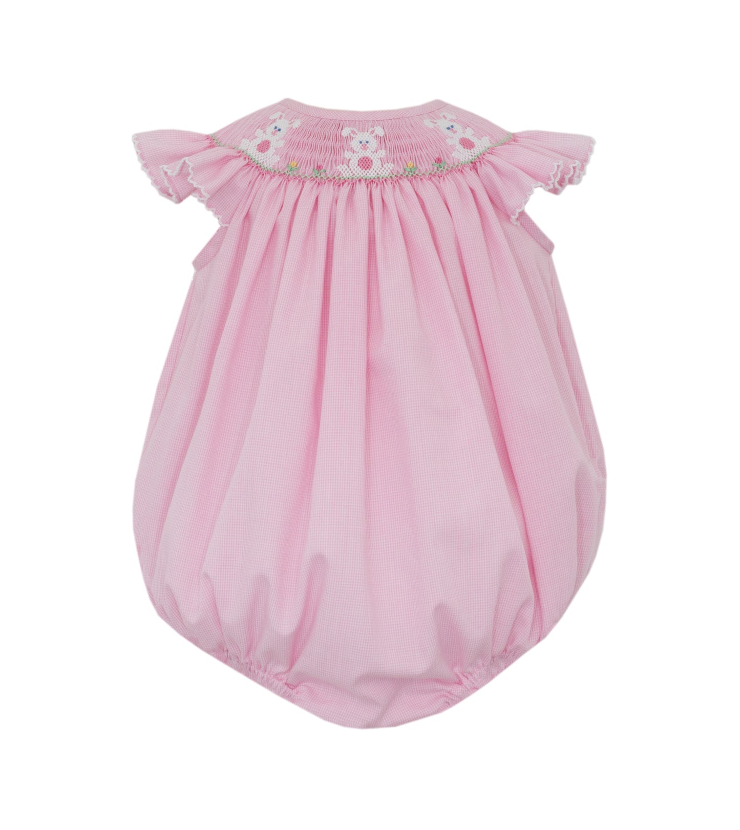 Bunnies Girls Pink Microcheck Angel Wing Bishop Bubble