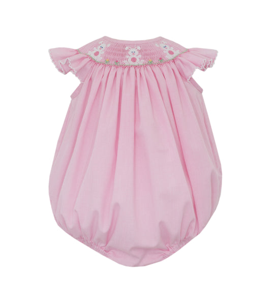 Bunnies Girls Pink Microcheck Angel Wing Bishop Bubble