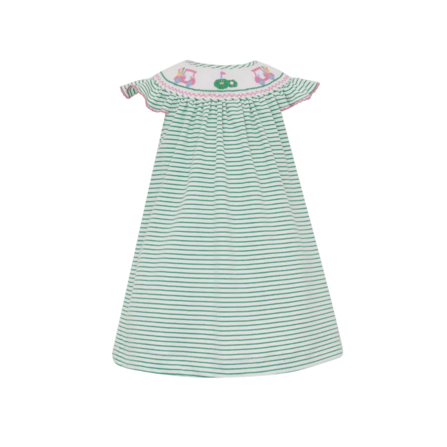 Golf Girl's Green Knit Stripe Angel Wing Bishop w/ insert