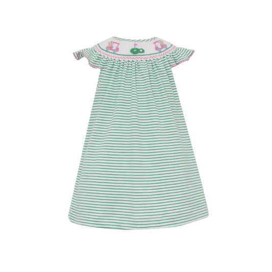 Golf Girl's Green Knit Stripe Angel Wing Bishop w/ insert