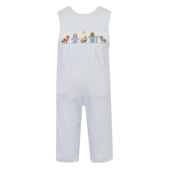 Nativity Boys Light Blue Knit Stripe Boys Long Jon Jon