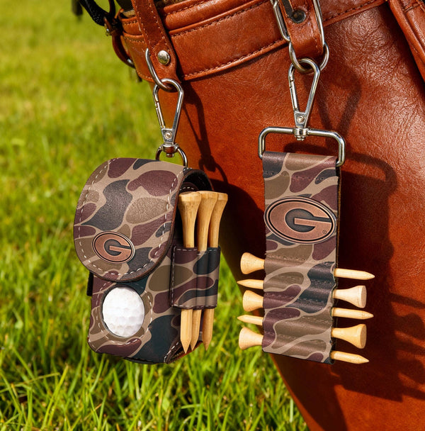 Georgia Bulldogs Leather Golf Ball and Tee Holder
