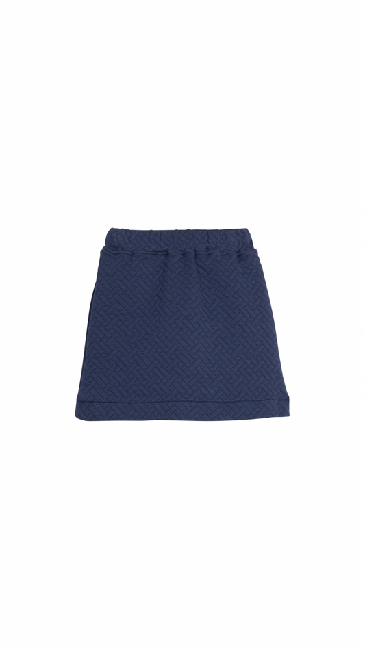 Quilted Mini Skirt - Navy Trellis