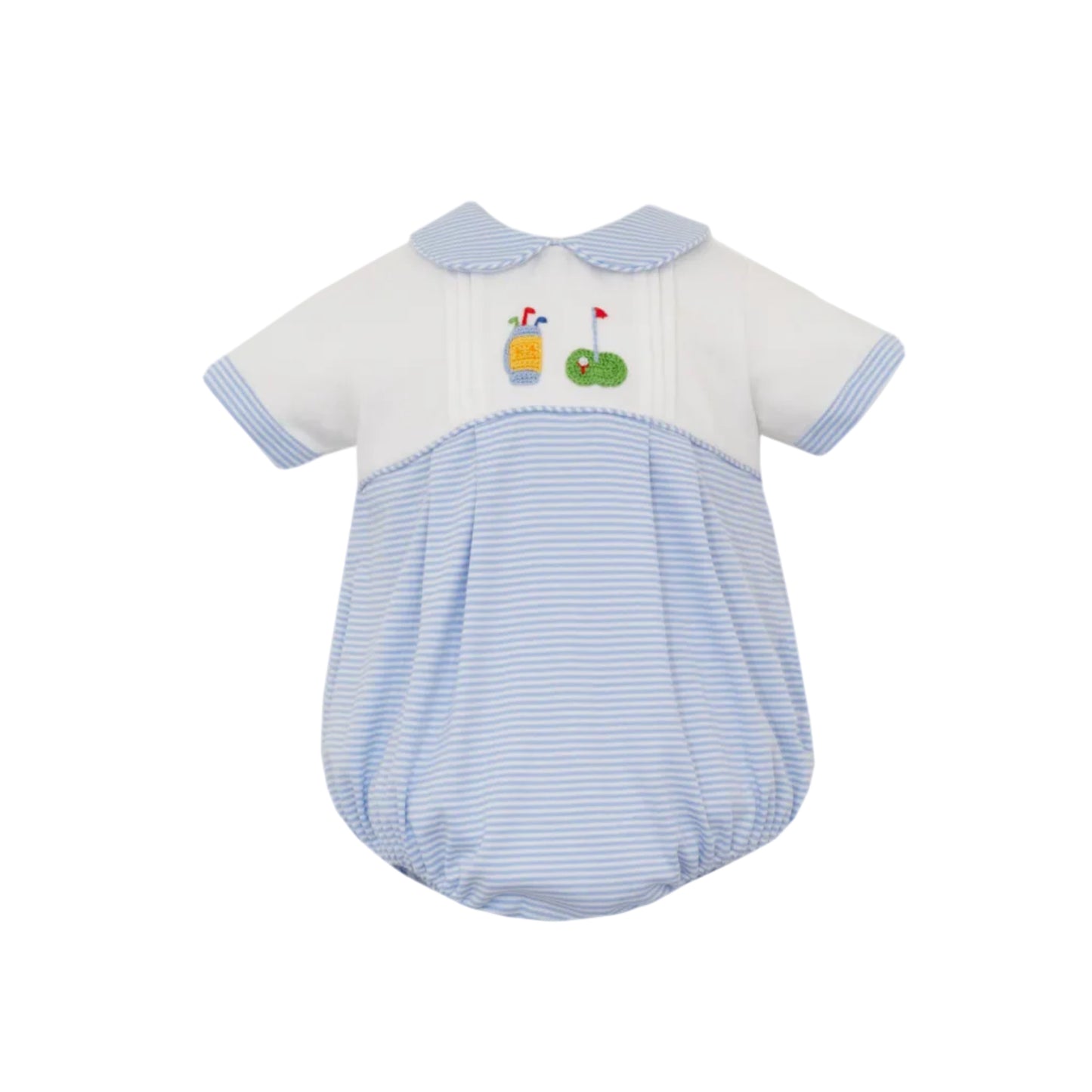 Golf- Blue Knit Stripe Boy's Bubble
