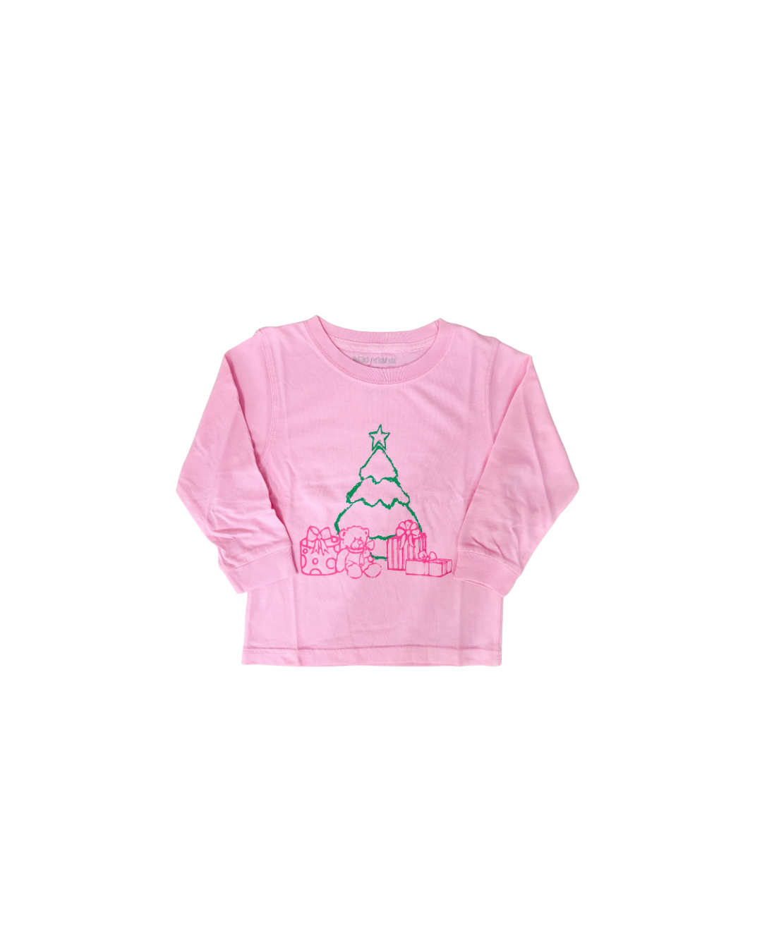 Long Sleeve Pink Christmas Tree with Presents T-Shirt