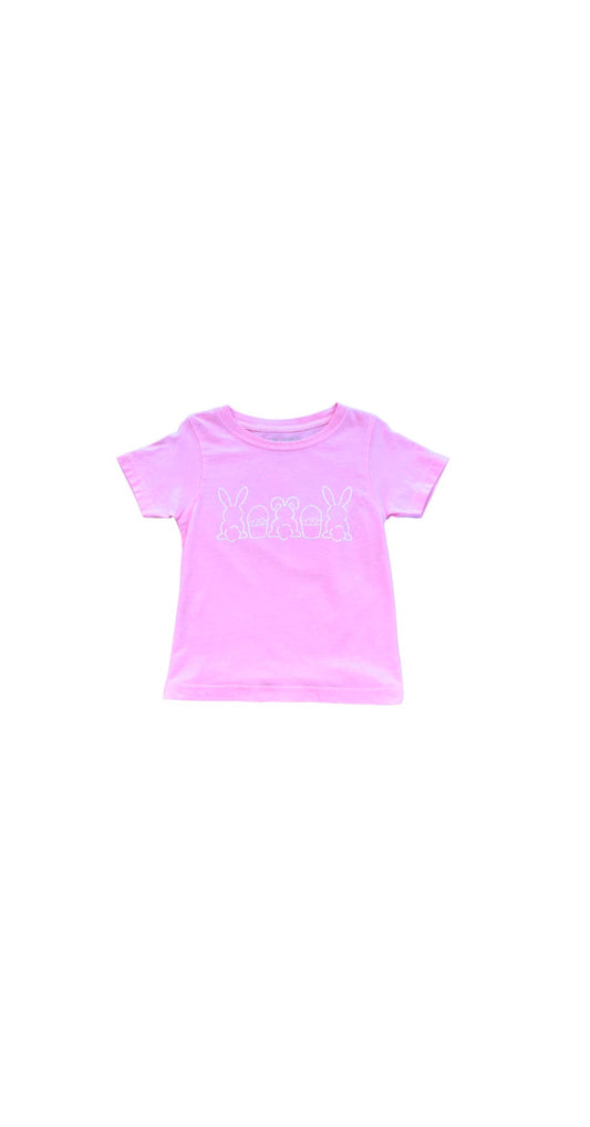 Short Sleeve Light Pink Bunnies and Baskets Trio T-Shirt