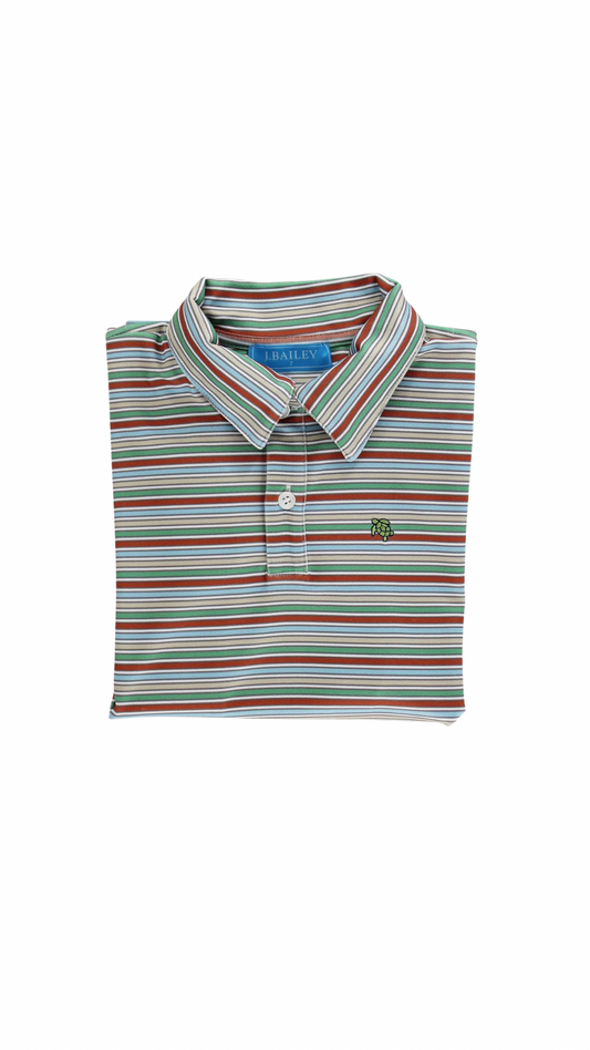 Performance Harry Long Sleeve Striped Polo - Hazel
