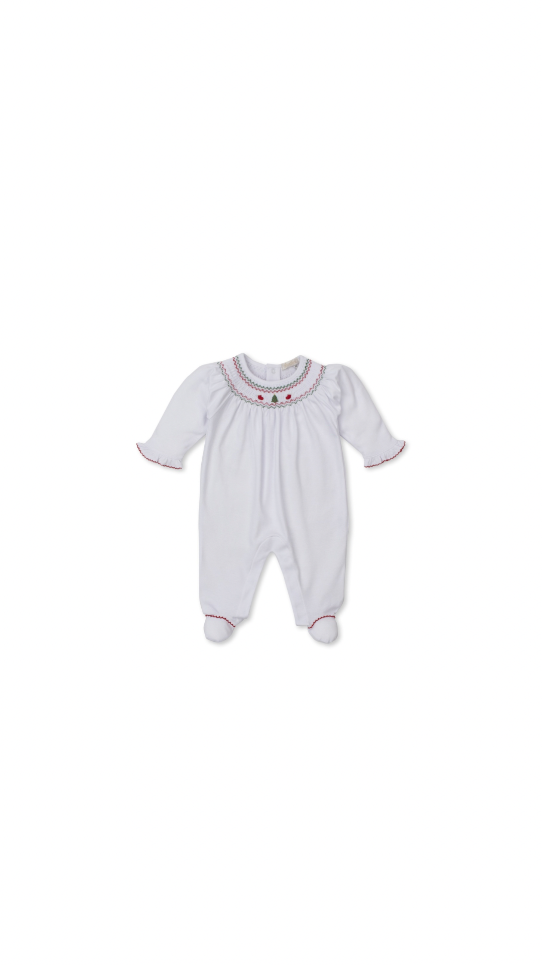 White/Red CLB Holiday Medley 25 Footie w/ Hand Smock