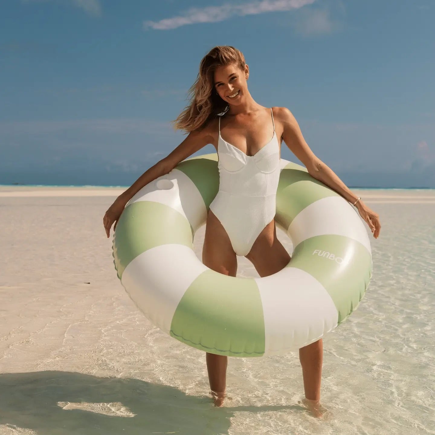 Sage Vintage Stripe Tube Float