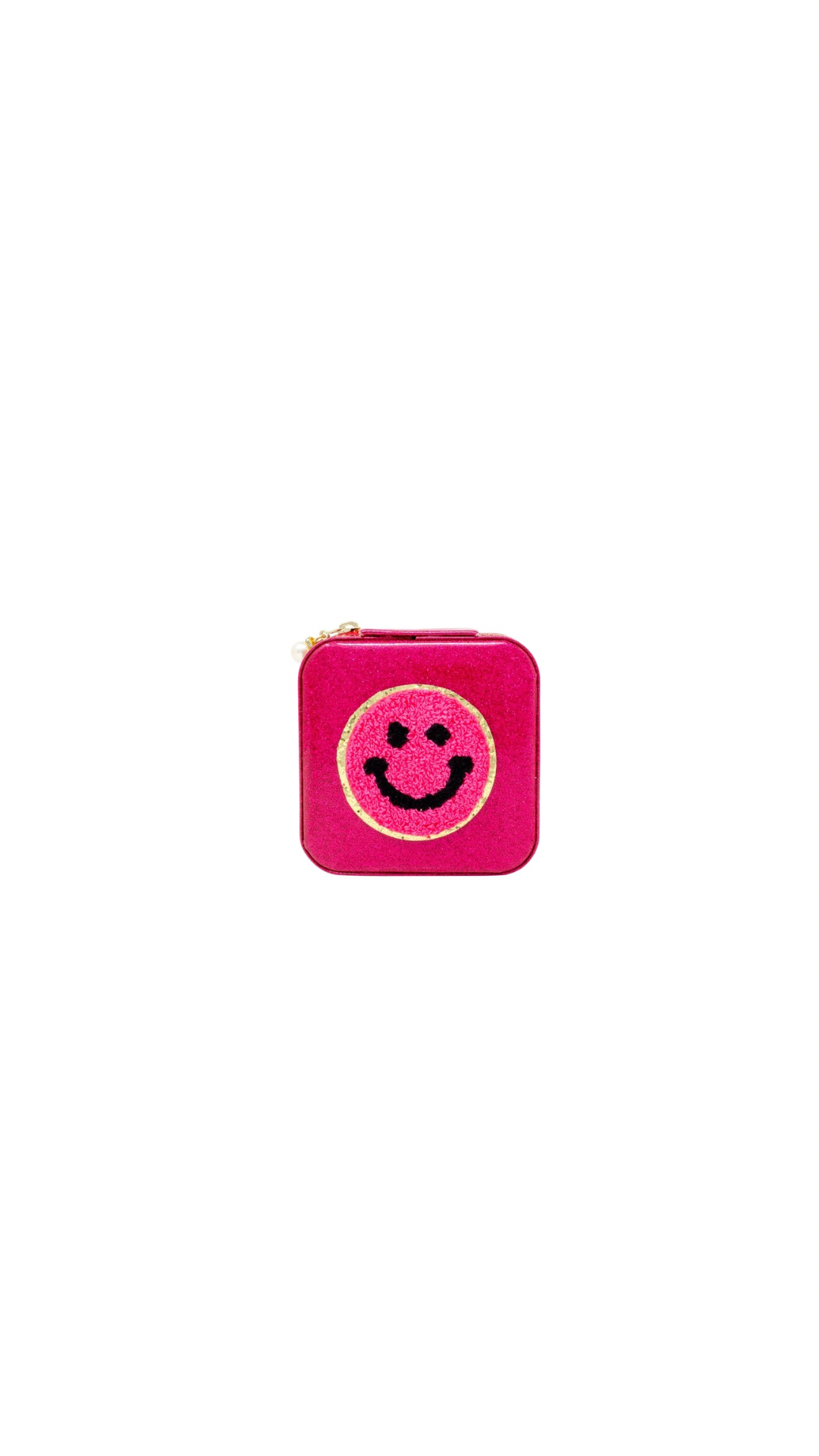 Happy Face Sparkle Jewelry Box - Hot Pink