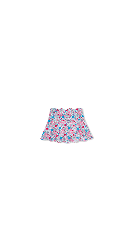 Zoe Scallop Skort - Bloomberry Floral, Power Pink