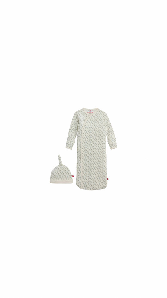 Eloise Organic Cotton Magnetic Cozy Sleeper Gown + Hat Set