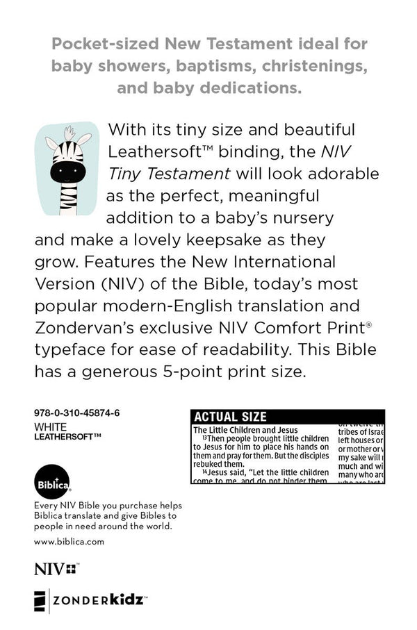 NIV Tiny Testament Bible New Testament Leathersoft White