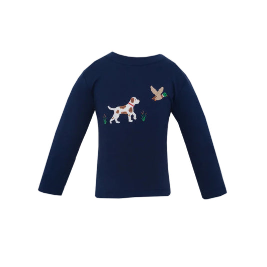 Hunting Dog- Navy Blue Knit Boy's T-Shirt, L/S