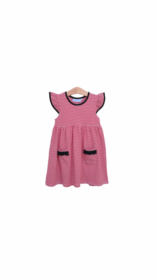 Lucy Game Day Dress - Red Stripe/Black