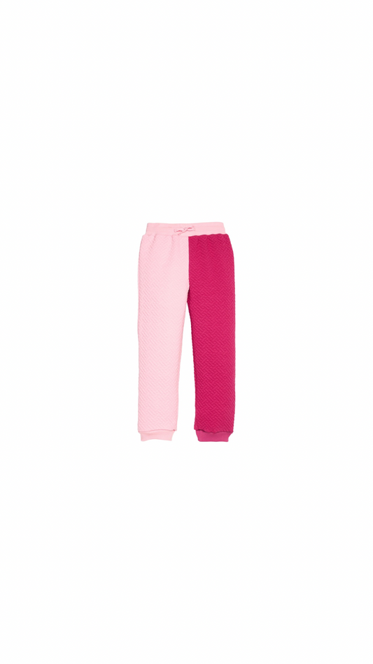 Color Block Jogger - Pink & Cranberry Quilted Trellis