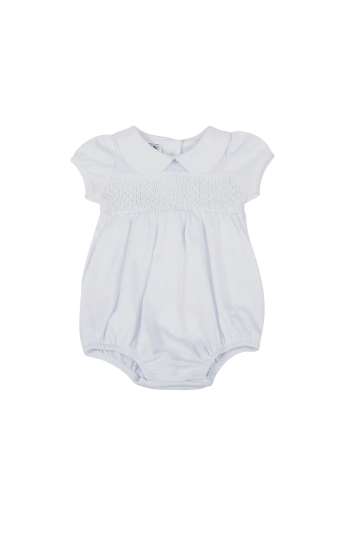 Blessed Smocked Collared S/S Unisex Bubble - White
