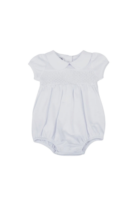 Blessed Smocked Collared S/S Unisex Bubble - White