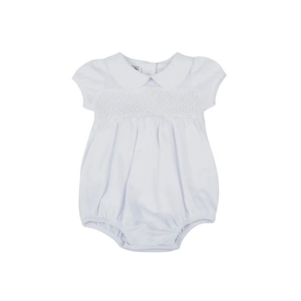 Blessed Smocked Collared S/S Unisex Bubble - White