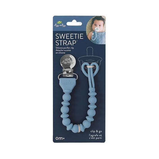Sweetie Strap™ Silicone One-Piece Pacifier Clips Blue Beaded
