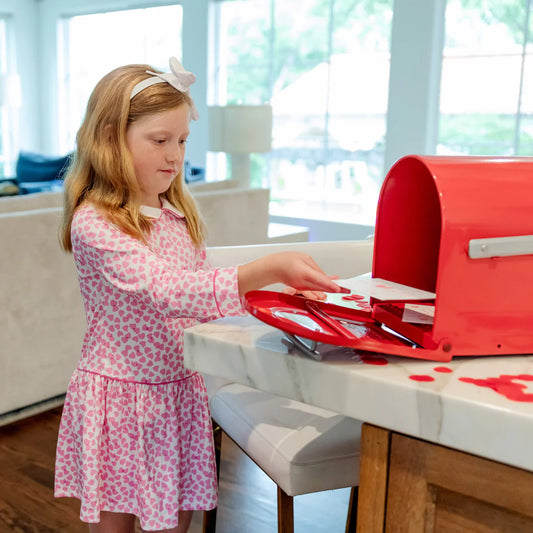 Lillian Girls' Dress Confetti Hearts Pink