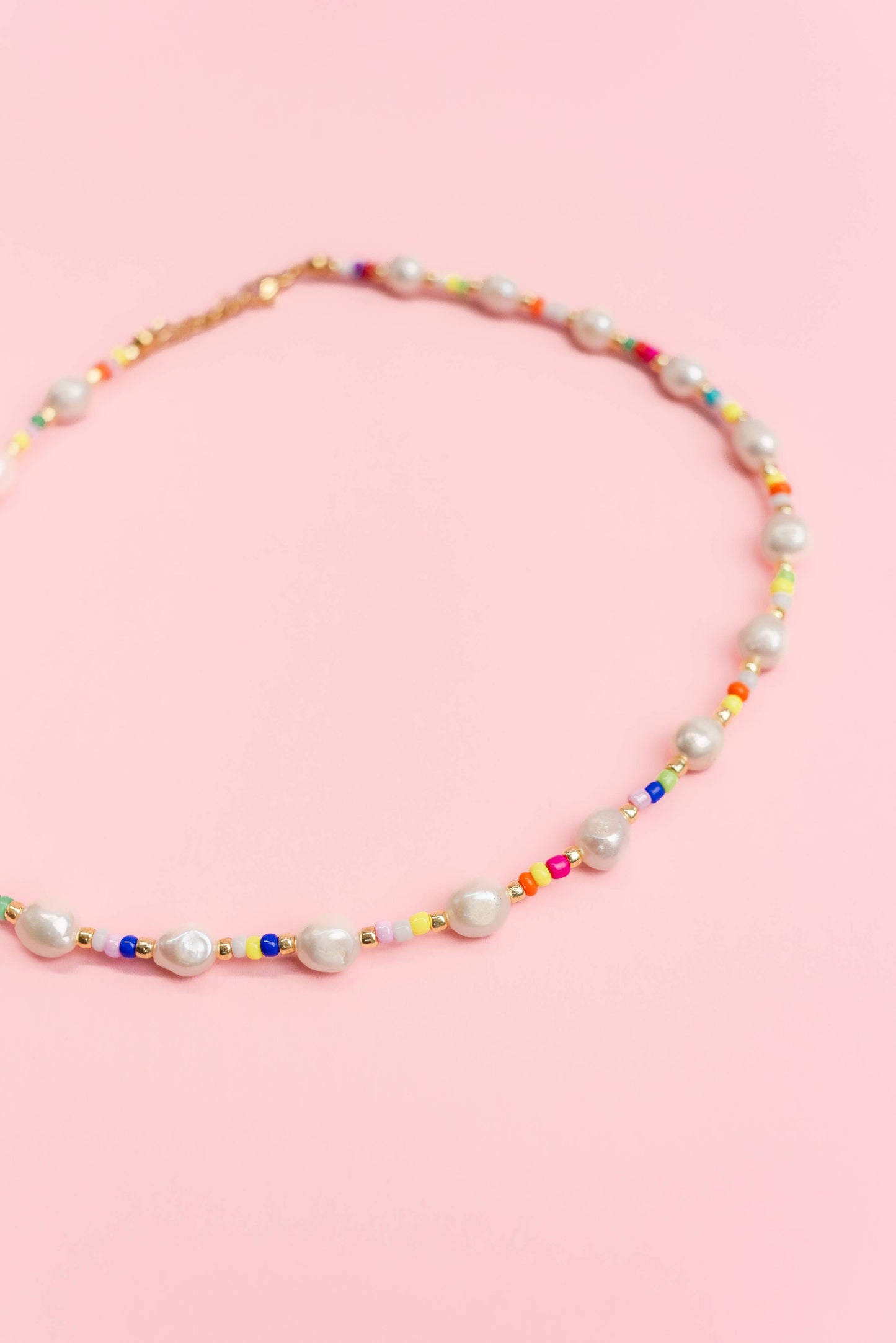 Pearls and Pop - Multi-Pearl Rainbow Seed Bead Necklace