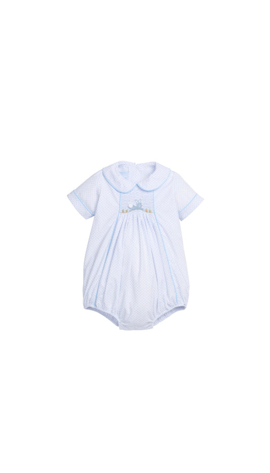 Chest Smocked Bubble - Blue Bunny